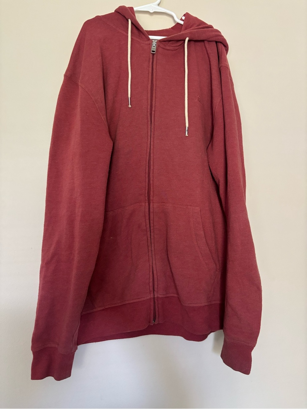 Quiksilver Men's Zip-Up Hoodie in Brick Red